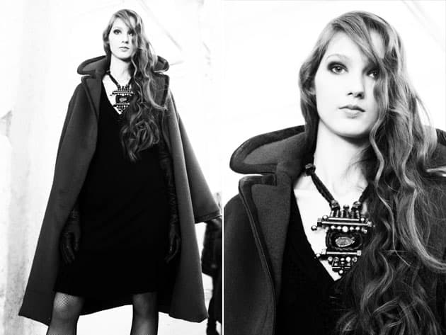 Catherine Malandrino Fall 2011 Angora Coat Leather Trim