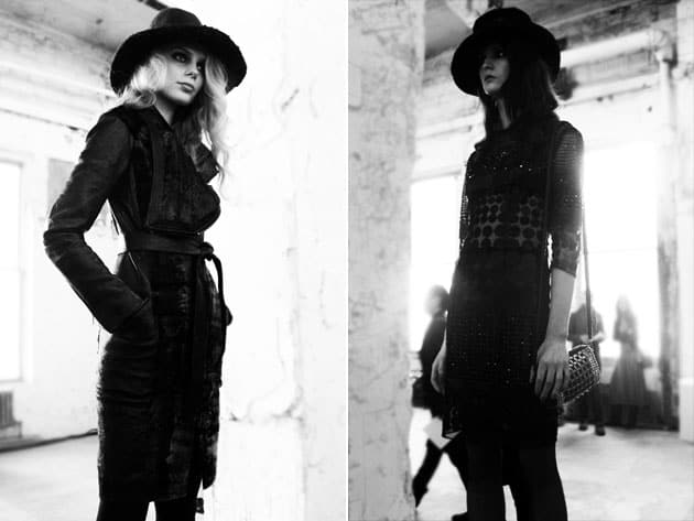 Catherine Malandrino Fall 2011 Polka Dot Embroidered Dress Leather Coat