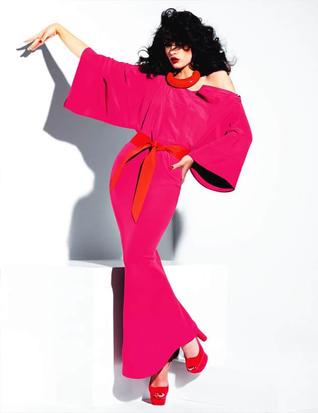 Crystal Renn In Vogue Mexico April 2011 Wearing Fuchsia Maxi